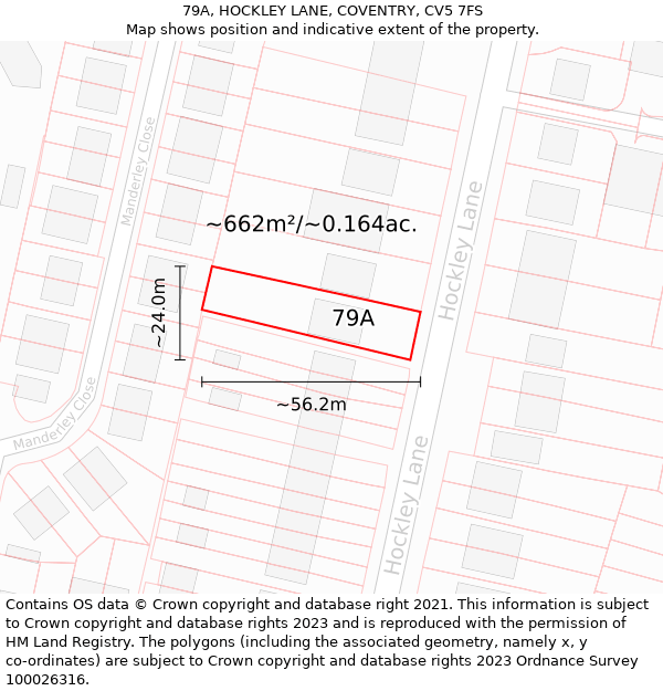 79A, HOCKLEY LANE, COVENTRY, CV5 7FS: Plot and title map