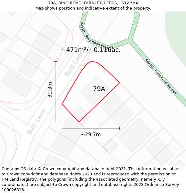 79A, RING ROAD, FARNLEY, LEEDS, LS12 5AX: Plot and title map