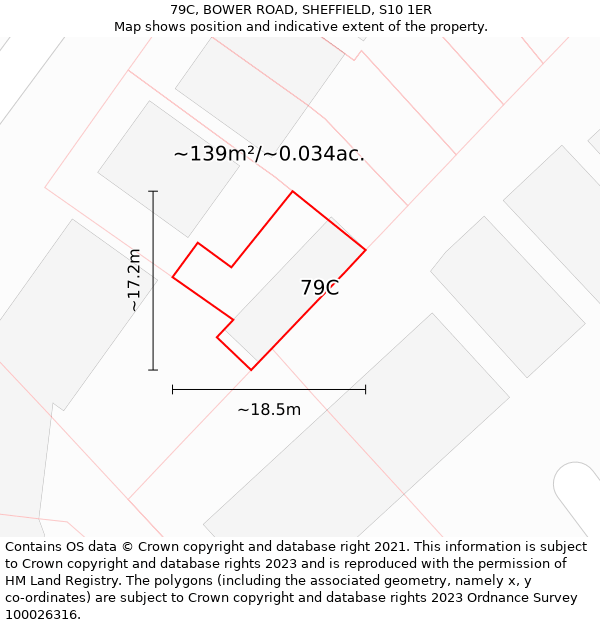 79C, BOWER ROAD, SHEFFIELD, S10 1ER: Plot and title map