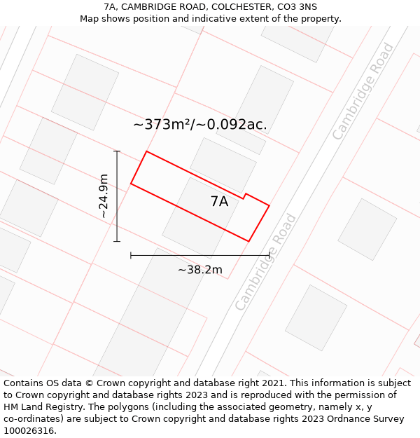 7A, CAMBRIDGE ROAD, COLCHESTER, CO3 3NS: Plot and title map