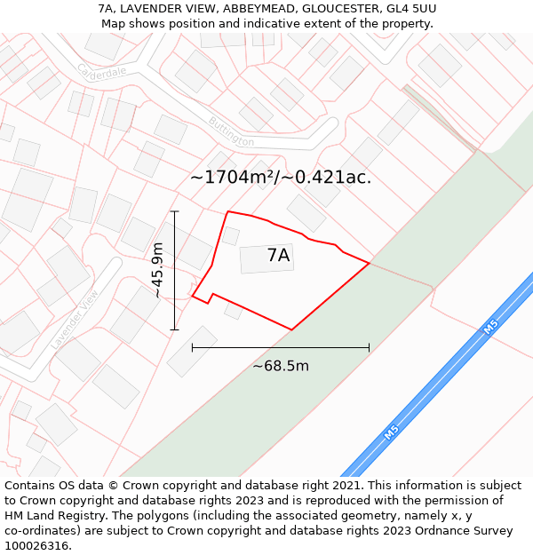 7A, LAVENDER VIEW, ABBEYMEAD, GLOUCESTER, GL4 5UU: Plot and title map