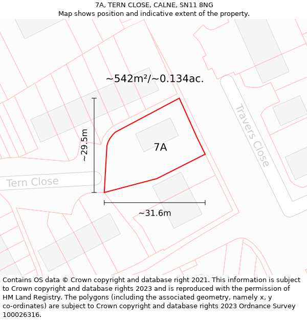 7A, TERN CLOSE, CALNE, SN11 8NG: Plot and title map