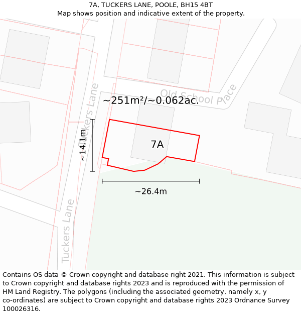 7A, TUCKERS LANE, POOLE, BH15 4BT: Plot and title map