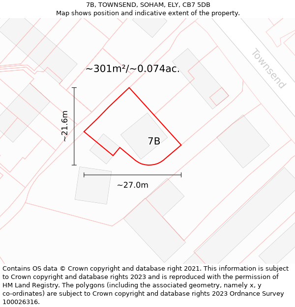 7B, TOWNSEND, SOHAM, ELY, CB7 5DB: Plot and title map