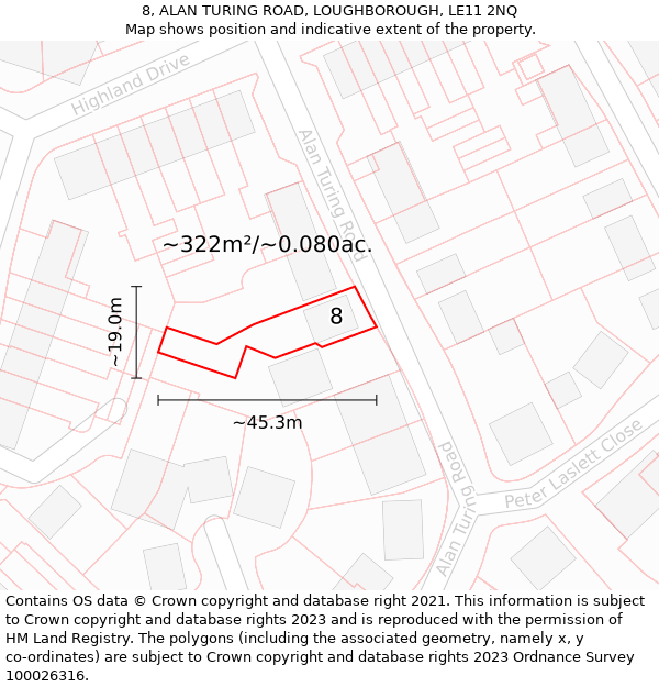 8, ALAN TURING ROAD, LOUGHBOROUGH, LE11 2NQ: Plot and title map