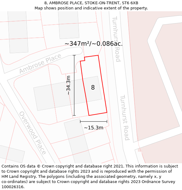 8, AMBROSE PLACE, STOKE-ON-TRENT, ST6 6XB: Plot and title map