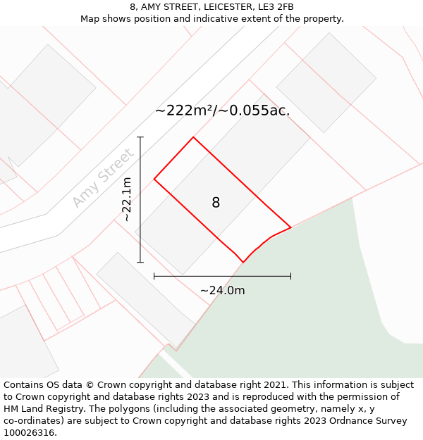 8, AMY STREET, LEICESTER, LE3 2FB: Plot and title map