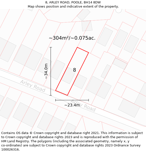 8, ARLEY ROAD, POOLE, BH14 8DW: Plot and title map