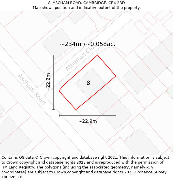 8, ASCHAM ROAD, CAMBRIDGE, CB4 2BD: Plot and title map