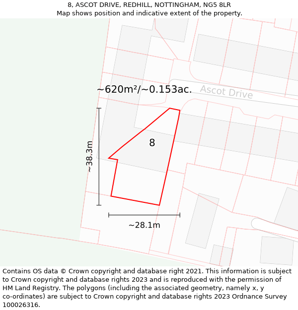 8, ASCOT DRIVE, REDHILL, NOTTINGHAM, NG5 8LR: Plot and title map