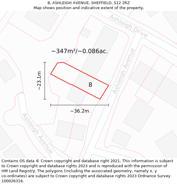 8, ASHLEIGH AVENUE, SHEFFIELD, S12 2RZ: Plot and title map