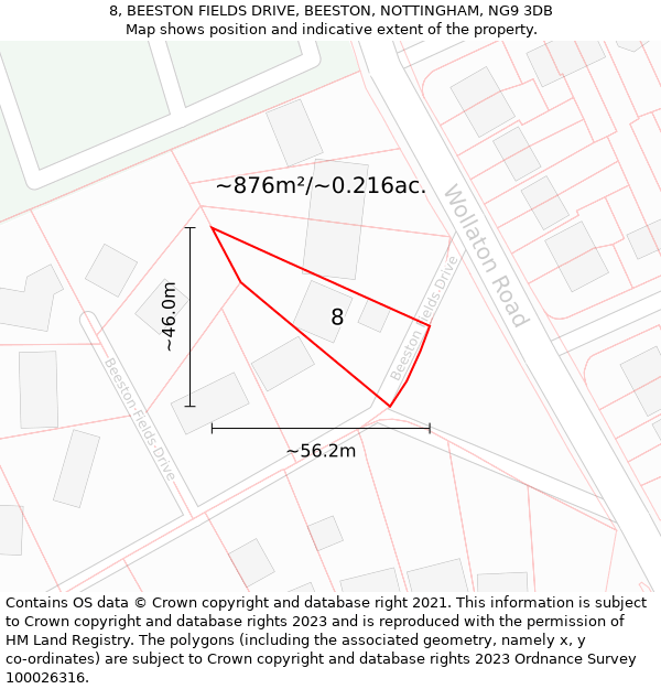 8, BEESTON FIELDS DRIVE, BEESTON, NOTTINGHAM, NG9 3DB: Plot and title map