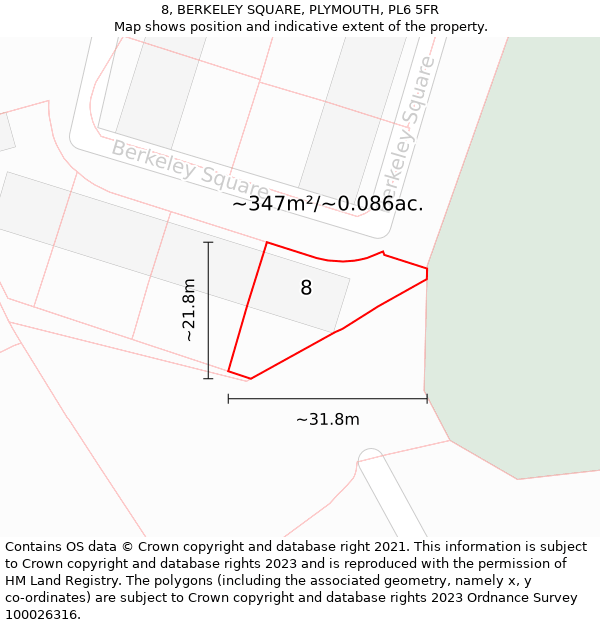 8, BERKELEY SQUARE, PLYMOUTH, PL6 5FR: Plot and title map