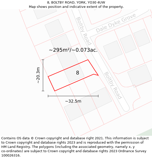 8, BOLTBY ROAD, YORK, YO30 4UW: Plot and title map
