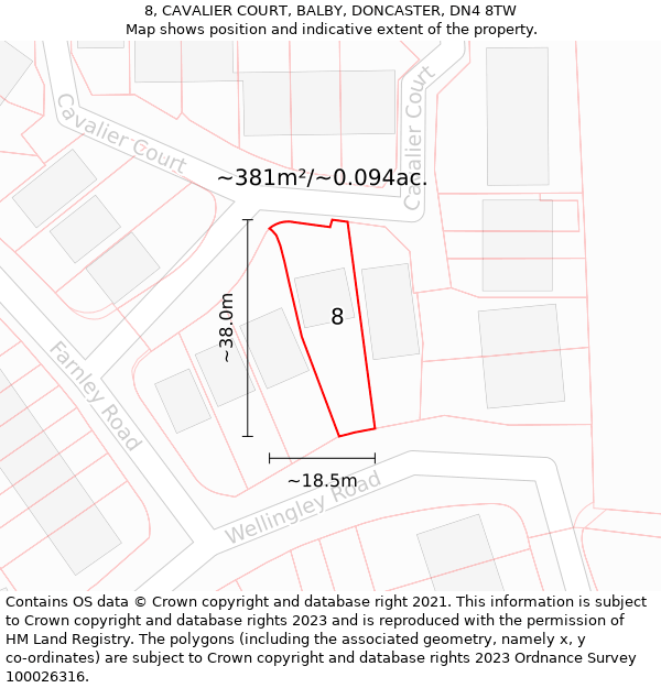 8, CAVALIER COURT, BALBY, DONCASTER, DN4 8TW: Plot and title map