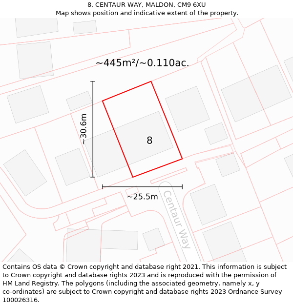 8, CENTAUR WAY, MALDON, CM9 6XU: Plot and title map