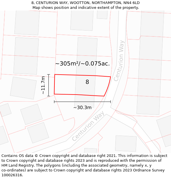 8, CENTURION WAY, WOOTTON, NORTHAMPTON, NN4 6LD: Plot and title map