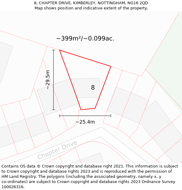 8, CHAPTER DRIVE, KIMBERLEY, NOTTINGHAM, NG16 2QD: Plot and title map