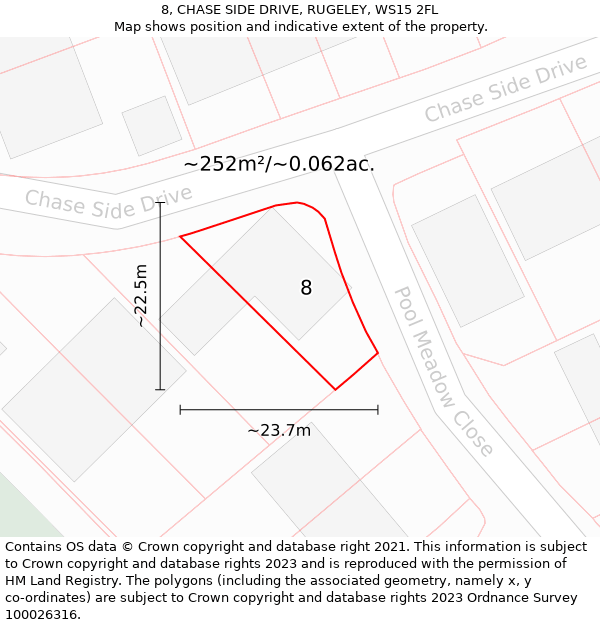 8, CHASE SIDE DRIVE, RUGELEY, WS15 2FL: Plot and title map