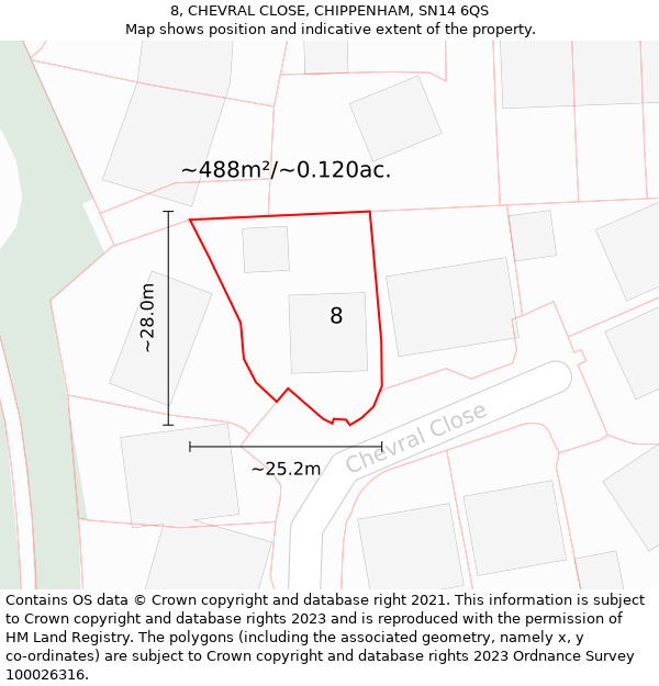 8, CHEVRAL CLOSE, CHIPPENHAM, SN14 6QS: Plot and title map