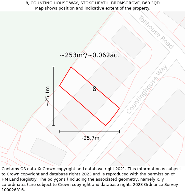 8, COUNTING HOUSE WAY, STOKE HEATH, BROMSGROVE, B60 3QD: Plot and title map