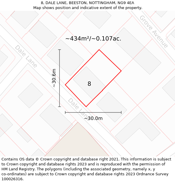 8, DALE LANE, BEESTON, NOTTINGHAM, NG9 4EA: Plot and title map