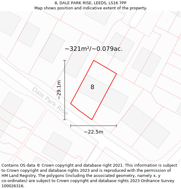 8, DALE PARK RISE, LEEDS, LS16 7PP: Plot and title map