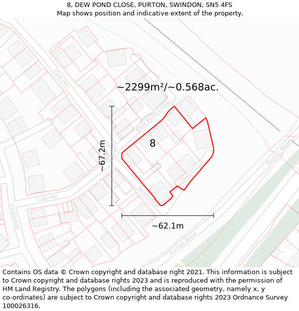 8, DEW POND CLOSE, PURTON, SWINDON, SN5 4FS: Plot and title map