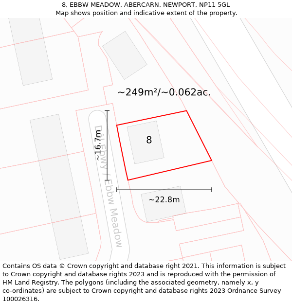 8, EBBW MEADOW, ABERCARN, NEWPORT, NP11 5GL: Plot and title map