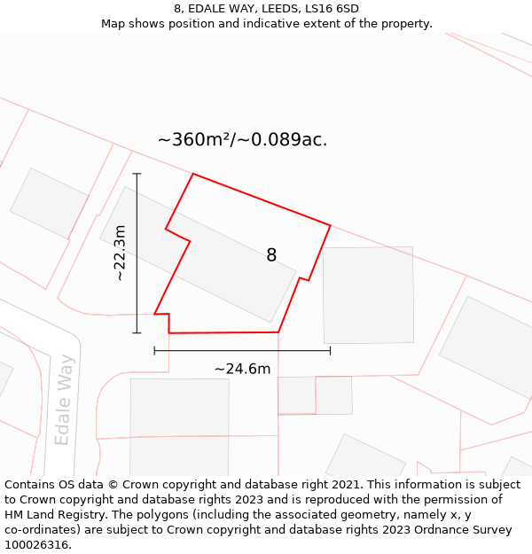 8, EDALE WAY, LEEDS, LS16 6SD: Plot and title map