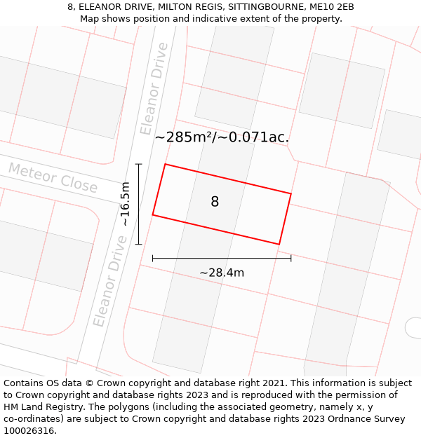 8, ELEANOR DRIVE, MILTON REGIS, SITTINGBOURNE, ME10 2EB: Plot and title map