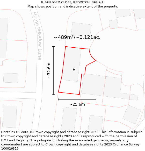 8, FAIRFORD CLOSE, REDDITCH, B98 9LU: Plot and title map