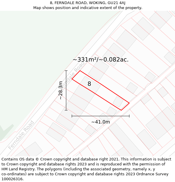 8, FERNDALE ROAD, WOKING, GU21 4AJ: Plot and title map