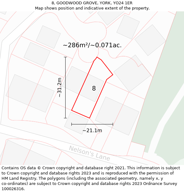 8, GOODWOOD GROVE, YORK, YO24 1ER: Plot and title map