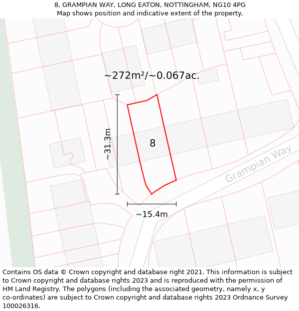 8, GRAMPIAN WAY, LONG EATON, NOTTINGHAM, NG10 4PG: Plot and title map