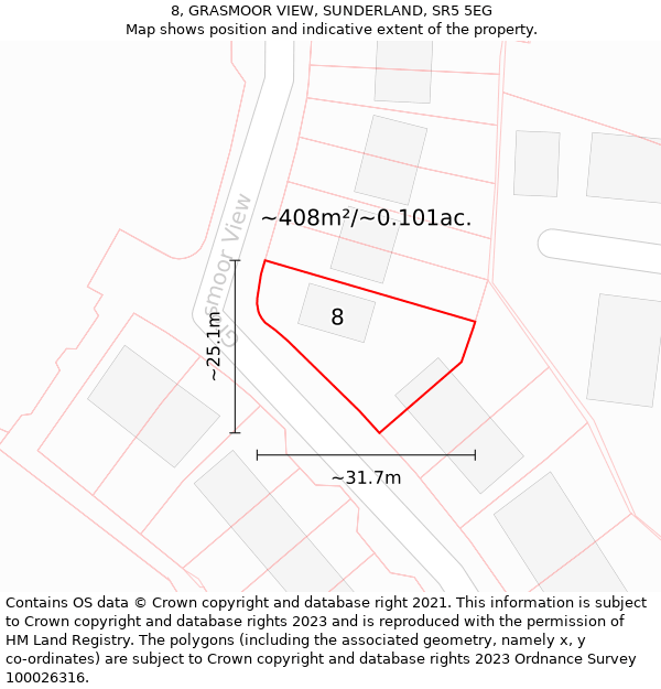 8, GRASMOOR VIEW, SUNDERLAND, SR5 5EG: Plot and title map