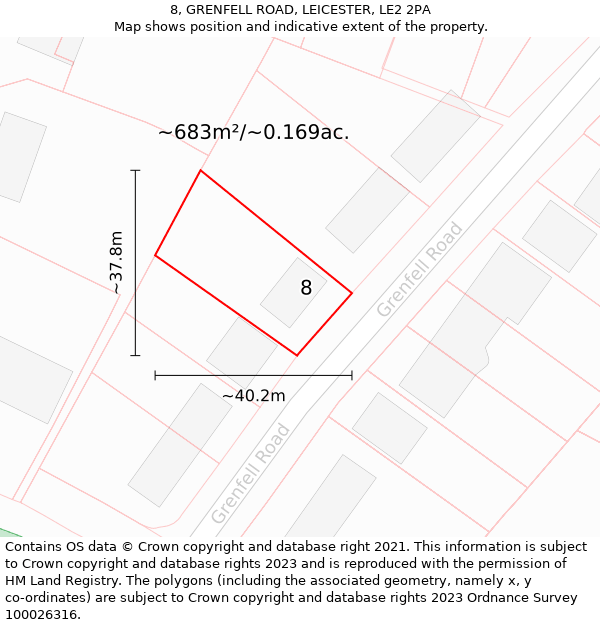 8, GRENFELL ROAD, LEICESTER, LE2 2PA: Plot and title map