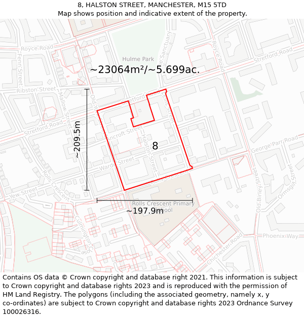 8, HALSTON STREET, MANCHESTER, M15 5TD: Plot and title map