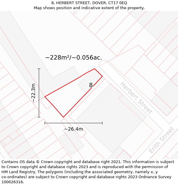 8, HERBERT STREET, DOVER, CT17 0EQ: Plot and title map