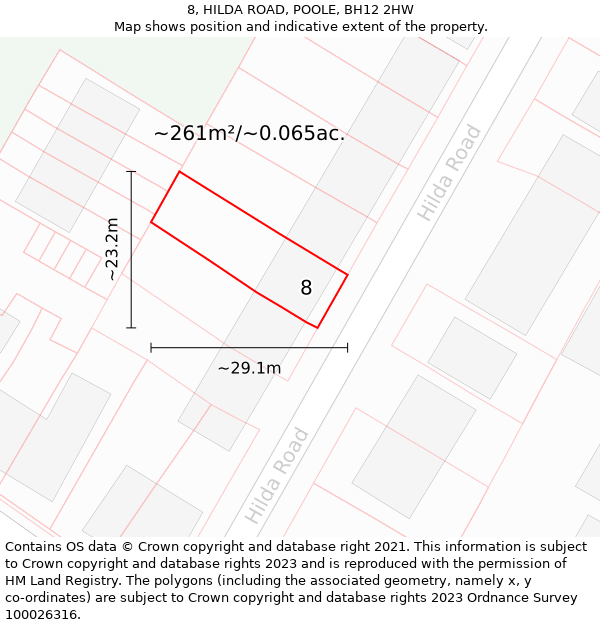 8, HILDA ROAD, POOLE, BH12 2HW: Plot and title map