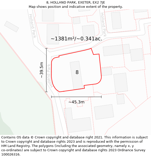 8, HOLLAND PARK, EXETER, EX2 7JE: Plot and title map