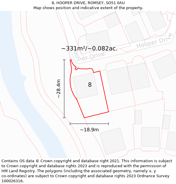 8, HOOPER DRIVE, ROMSEY, SO51 0AU: Plot and title map