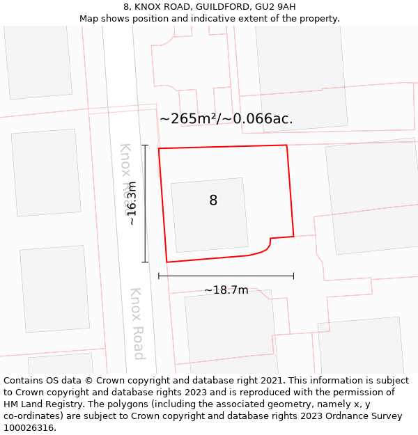 8, KNOX ROAD, GUILDFORD, GU2 9AH: Plot and title map