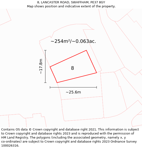 8, LANCASTER ROAD, SWAFFHAM, PE37 8GY: Plot and title map