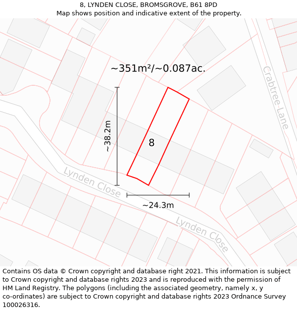 8, LYNDEN CLOSE, BROMSGROVE, B61 8PD: Plot and title map