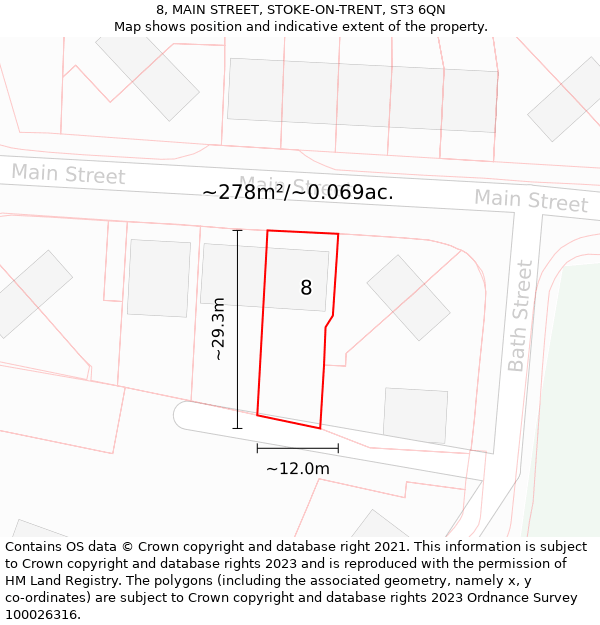 8, MAIN STREET, STOKE-ON-TRENT, ST3 6QN: Plot and title map