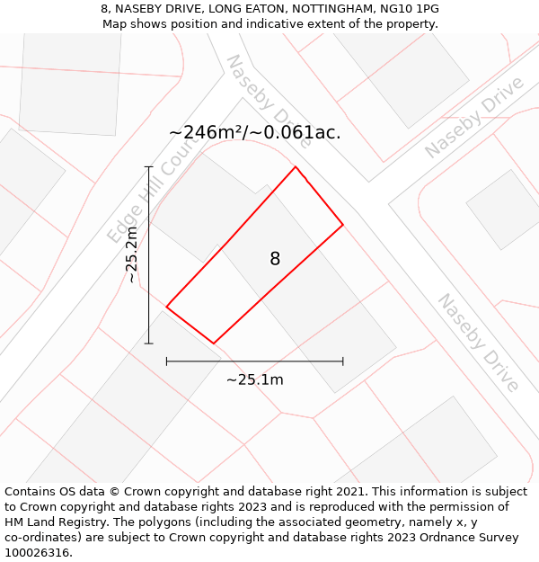 8, NASEBY DRIVE, LONG EATON, NOTTINGHAM, NG10 1PG: Plot and title map