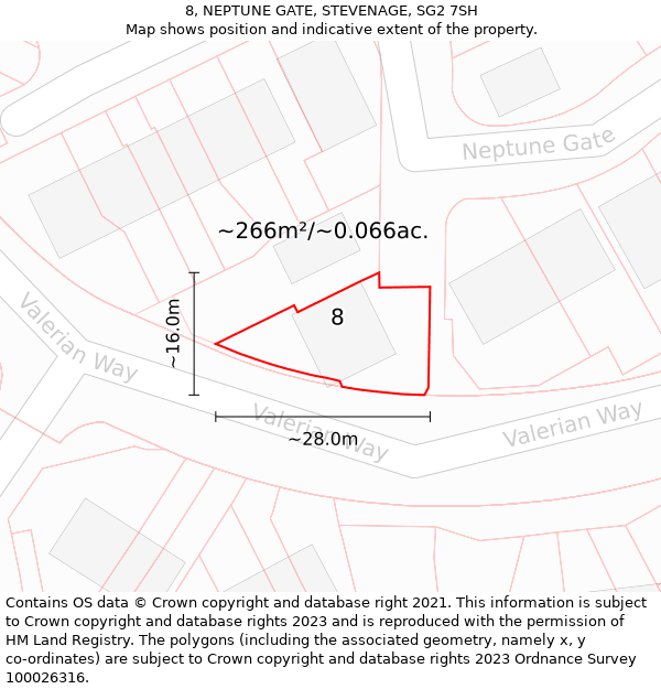 8, NEPTUNE GATE, STEVENAGE, SG2 7SH: Plot and title map