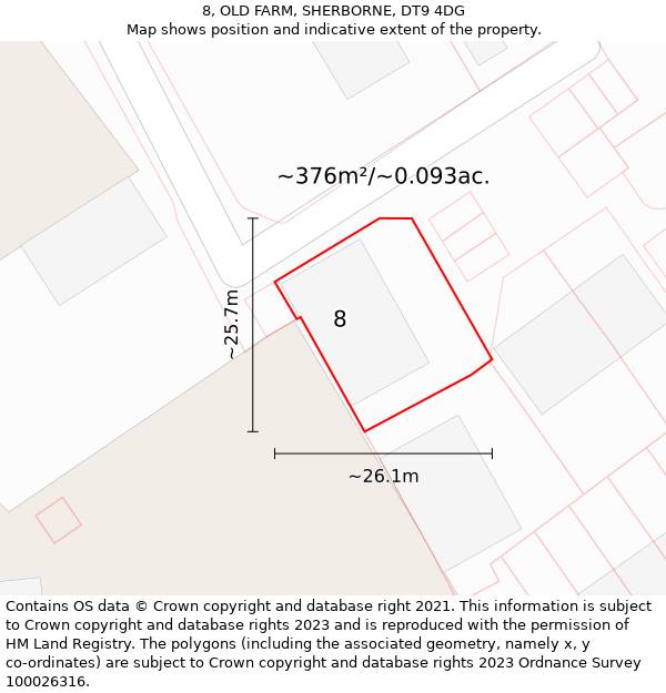 8, OLD FARM, SHERBORNE, DT9 4DG: Plot and title map