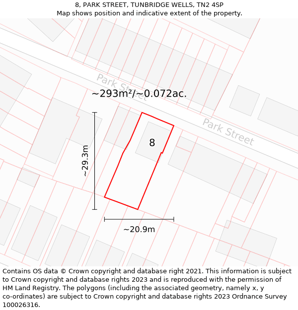 8, PARK STREET, TUNBRIDGE WELLS, TN2 4SP: Plot and title map